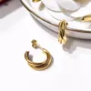 Classic style Punk Women three lines connect hook earring Stainless Steel Ear Hoop Earrings Gauges NEW mix mix colors Jewelry PS56258j