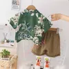 Boys' summer suit 2023 new western baby summer online celebrity shirt short sleeve clothes children cool and handsome children's clothing.