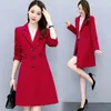 Trench femme 2023 tempérament Slim femmes coupe-vent simple boutonnage femme vêtements d'extérieur longs kaki/rouge haut pour femme M-3XL