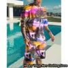 Mens Tracksuits Summer Vintage Set 2 Pieces Hawaiian Style Tracking Dress Fashion Tshirt Shorts Casual Beach Clothing 230718