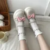 Kleidschuhe Rimocy Sweet Bow Flats Schuhe Damen Nieten Knöchelriemen Plattform Lolita Schuhe Frau Herz Schnalle Dicker Boden Mary Janes 230719