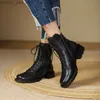 Boots New Autumn Shoes Women's Genuine Leather Boots Women's Round Toe Short Fat Shoes Casual Winter Zipper Low Heel Boots Vintage Ankle Boots Z230719