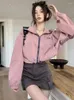 Jaquetas femininas Deeptown Hip Hop Streetwear Cropped Jacket Feminino Harajuku Vintage Zip Up Blusão Casacos Protetor Solar Solto Fino Outerwear