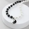 Colliers Pour Femmes Marée Hip-Hop Personnalité Et Pendentif Perle Blanche Yin Yang Tai Chi Bagua Collier Chaîne Chokers3162