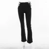 Spodnie damskie 2023 Kobiety czarne spodni ładunek wysoka elastyczność wycięcie solidne ramy swobodne legginsy