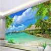 Beibehang Po Mural Wallpaper HD Coconut Tree Seascape Beach Dolphin Sea Landscape 3D Wallpaper för vardagsrum Papel Tapiz291S