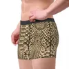 Mutande Boxer da uomo Intimo sexy Pantaloncini lunghi morbidi Mutandine da uomo con trama di pelle di serpente