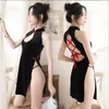 Women's Shapers Fun Lingerie Sexy Retro Cheongsam Uniform Seductive Back Strap Hollowed Out Body Set