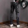 Män cowboy byxor oss euro accent skadade jeans skater fit rip denim268b