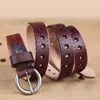 Neck Ties 23cm Fashion Women Belt Brand Designer Luxury Full Grain Leather äkta cowskin ihåliga damer 230718