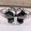 Cluster Rings 2023 Trend Simple Black Zircon Butterfly Women's Bague Femme Women Jewelry Bijoux Bijouterie Female Engagement Ring Cute