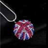 Interior Decorations Union Jack Bling Car Rear View Mirror Pendant Crystal Ball Rhinestone Hanging Ornament For Mini Cooper Car Charm Decoration x0718