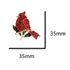 20 Pcs Lot Rhinestone Brooches Red Cardinal Crystal Christmas Holiday Small Bird Animal Pins For Women Man Gift275l