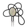 Bolo Ties Naturel Stone Green Shell Flash Bolo Tie For Man Indian Cowboy Western Cowgirl Leather Rope Zinc Alloy Necktie HKD230719