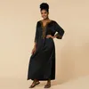 Maillots de bain pour femmes grande taille caftan noir robe de plage pour les femmes col en V brodé Bikini couvrir à manches courtes décontracté Resort porter africain