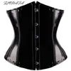 Gothic Fetish Black Underbust Corset PVC Vinyl Bustier Lace-up Top Punk S-2XL Body Shaper233D