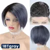 Short Straight Bob Wig Lace Front Human Hair Wigs Colored Brazilian For Women Pixie Cut Part Remy