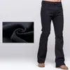 GRG Mens Winter Boot Cut Jeans Dikker Warme Stretch Denim Zwarte Jeans Slanke Iets Flare Broek Fleece12766