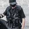 Coletes masculinos moda hip hop colete sem mangas colete cargo com bolsos jaqueta militar casual streetwear tático moletons