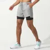 Shorts masculinos Shorts esportivos de verão masculinos falsos de duas peças, leves e justos, elásticos, basquete, corrida, secagem rápida, dupla camada, calças fitness L230719