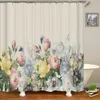 Kurtyna prysznicowa Kwiaty w stylu nordyckim 3D łazienka poliestrowa Wodoodporna zasłona wystroju domu z 180 x 180 cm