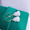 Dangle Earrings SHILOVEM 18k Yellow Gold Real Natural White Jasper Drop Fine Jewelry Women Wedding Gift 11 14mm Myme11145562hby