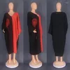 Ethnic Clothing African Dresses For Women Traditional 2023 Boubou Bazin Muslim Robe Africaine Femme Plus Size V Neck Bat Sleeve Patchwork