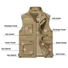 Men's Vests Autumn Mens Sleeveless Tactical Pographer Jacket Cotton Casual Multi Pocket Vest Male Waistcoat Coat Plus Big Size