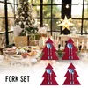 Geschirr Sets 4PCS Weihnachtsbaum Geschirr Halter Messer und Gabel Abdeckung Rot Grün Farbe Wrapper für Tisch Party Liefert