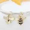 925 Silver Fit Pandora Charm New European Rose Gold Bee Bead Dangle Fashion Charms Set Colgante DIY Fine Beads Jewelry