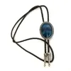 Bolo Ties Blue Tigers Eye Vintage Bolo Tie for Men Women Leather Cord Pendant Necklace Western Cowboy Fashion Accessories Wedding Gifts HKD230719