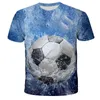 Men's T-Shirts Summer Boys Girls Fashion 3D T-Shirt Football Soccer Fire Funny Printed Tshirt Boys Girl Teen Kids Children Tops 230718