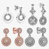 S925 Sterling Silver Round Kit CZ Boucles d'oreilles Convient pour Primitive Pandora Women's Female Fashion Boucles d'oreilles en argent Bijoux Cadeau Livraison gratuite