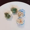 Orecchini a bottone Orecchini a fiore in tessuto coreano dolce per donna 2023 temperamento estivo accessori per gioielli da orecchio femminile eleganti e semplici
