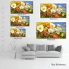 Flowers Canvas Art Pond Poppies Handcrafted Abstract Painting Modern Decor for Office