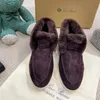 Top quality Mens women Sports Shoes Winter Fur dress shoes casual Walking sneakers Suede leather loro designer open walk dresses boots 35-46 with box