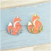 Pins Brooches Gold Silver Red Fox In Grass Brooch Denim Jacket Pins Buckle Shirt Badge Cartoon Animal Jewelry Gift For Kids Friends Dh6Il