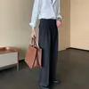 Męskie spodnie Vintage Solid Kolor Business Classic Button Zipper Straight Cylinder Casual Mężczyzna Dopasuj spodnie 2023 230718