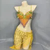 Sahne Giyim Kadınlar Göbek Dans Süit Boncuklu Sütyen Uzun Püskül Kalça Accan 2 PCS SET SAMBA Kostümleri Kulüp Gece Dansı