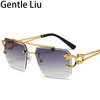 Lunettes de soleil Lunettes de soleil carrées rétro sans cadre pour femmes lunettes de soleil sans cadre de marque de luxe pour hommes Leopard Eye Lunette De Soleil Homme 230718