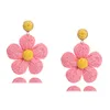 Stud Raffia Flower Plant Earrings for Women Boho Drop Handmade Womens Straw Willow Rod Pierdientes Mujer Femme Bijoux 230719