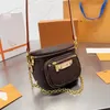 2023 Mini Bumbag Designer Bagna BASSE FANNY PACCHETTA BROWN Flower Bags in pelle Crossbody Borses Men Messenger in pelle Portafoglio di moda 18 x13 cm