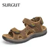 Сандалии Surgut Fashion Summer Leisure Beach Men Men Shoes Высококачественные кожаные сандалии Большие ярды мужские сандалии размер 38-48 230719