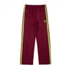 Calça Masculina Borboleta Bordada Logo AWGE Needles Sweatpants Masculino Feminino Calças Pretas Listradas Vermelhas