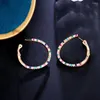 Hoopörhängen Treegraces Trendy Multicolor CZ Crystal Liten Geometric Gold Color for Women Korean Fashion Party Jewelry E1066