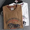 Herren-T-Shirts, Sommer, amerikanischer Vintage-Stil, kurzärmelig, O-Ausschnitt, Motorrad-Druck, T-Shirt, Herrenmode, schlicht, 100 % Baumwolle, gewaschen, lässig, Sport-Top 230718