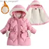 Coat 2-8 Yıl Kış Kışları Ceket Kürk Kürk Çıkarılabilir Şapka Peluş Astar Ağır Hizmetli Kapüşonlu Çocuk Ceketi Çocuk Ceket Z230719
