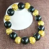 XJ003 Gold Color Pixiu Charm Bracelet Bracelet for Women Men Men Mashion Beads Black Stone Beads Pixiu Buddha Jewelry279O