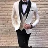 Neueste Mantel Hose -Designs weiße Männer Anzüge für Hochzeitsanzug Männer Bräutigam Blazer Smoking Slim Fit Kostüm Pour Hommes Terno Maskulino13361