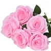装飾的な花1pc/5pc美しいシルク人工ローズウェディングホームテーブル装飾長い花束を手配する偽の植物バレンタインデープレゼント